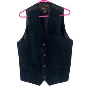 VINTAGE Vest Medium Leather John L. Blair Personal Choice Black Western Country